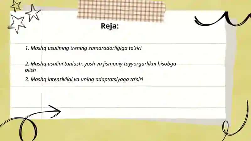 Trening jarayonlarida mashq usulining ahamiyati 2