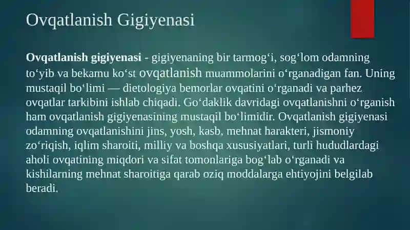Ovqatlanish Gigiyenasi 2