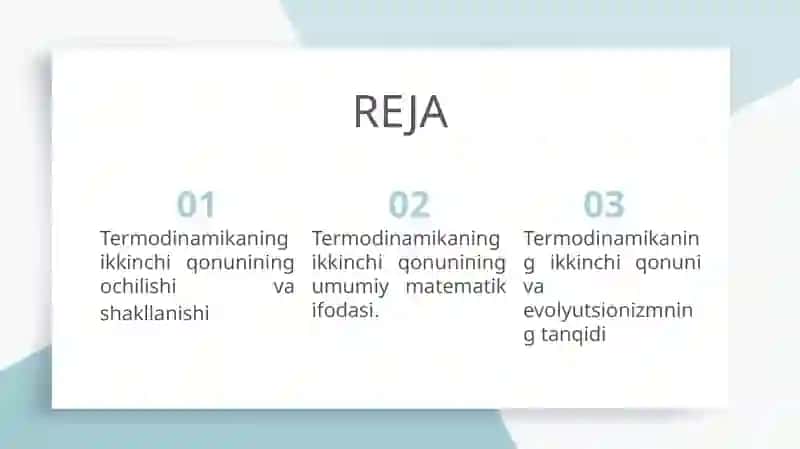 Fizika termodinamikaning 2-qonuni 2