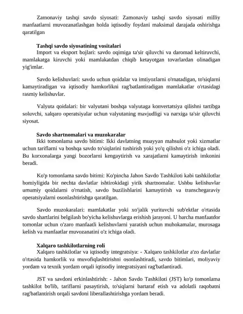 Tashqi Savdo Siyosati 2