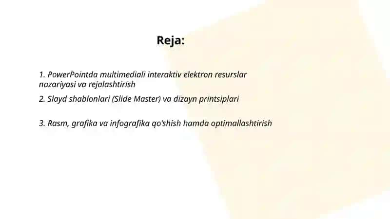 PowerPoint dasturida multimediali interaktiv electron resurslar yaratish 2