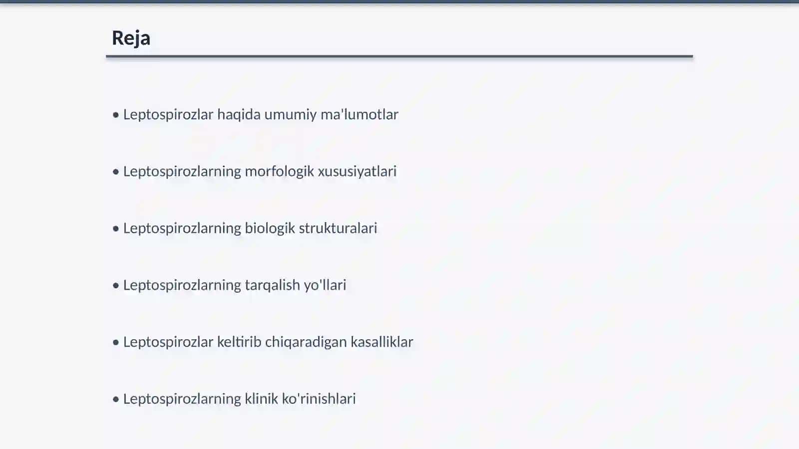 Leptospirozlar – morfologiyasi, strukturasi, tarqalganligi, keltirib chiqaruvchi kasalliklari va laboratoriya diagnostikasi 2