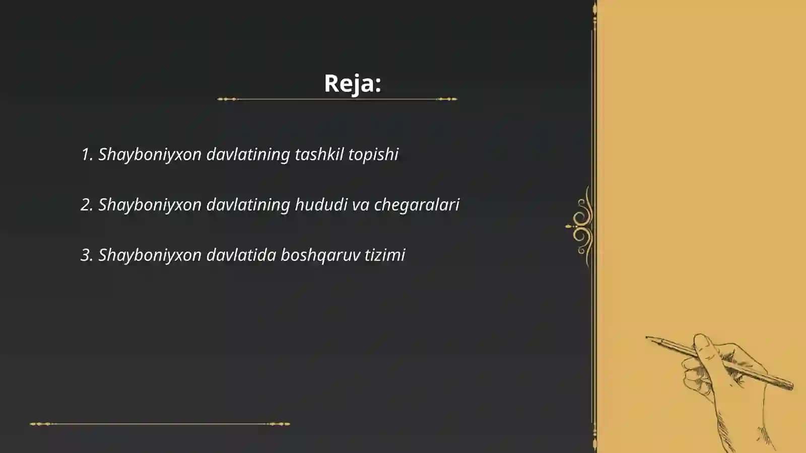 Shayboniyxon davlatida davlat va huquq 2