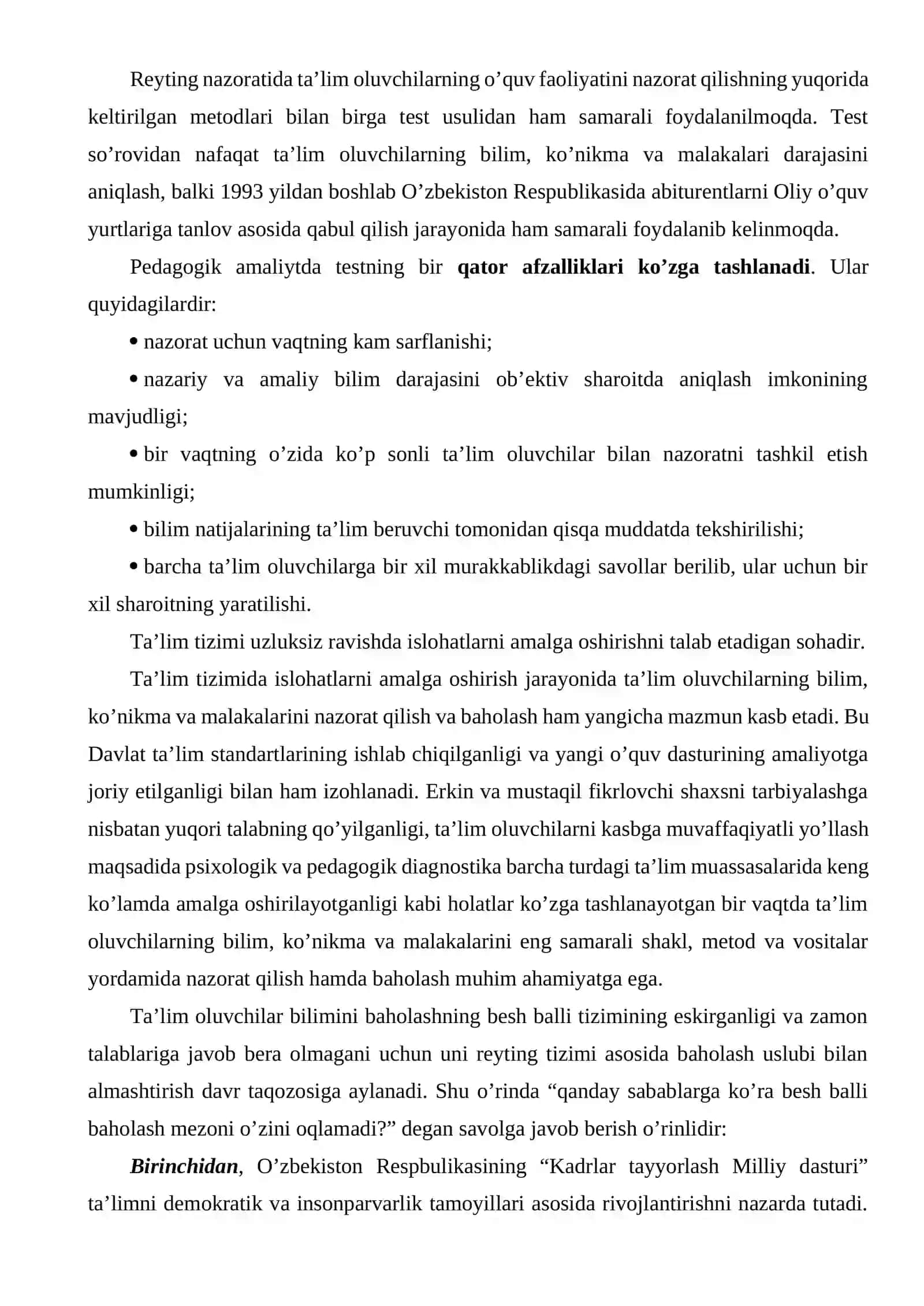 Ta’lim olganlikni nazorat qilish va tashxislash tamoyillari 2
