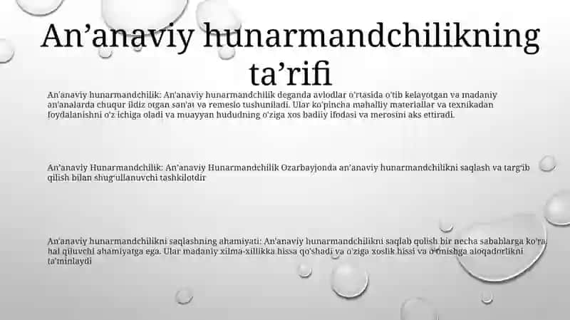 Anʼanaviy Hunarmandchilik 2