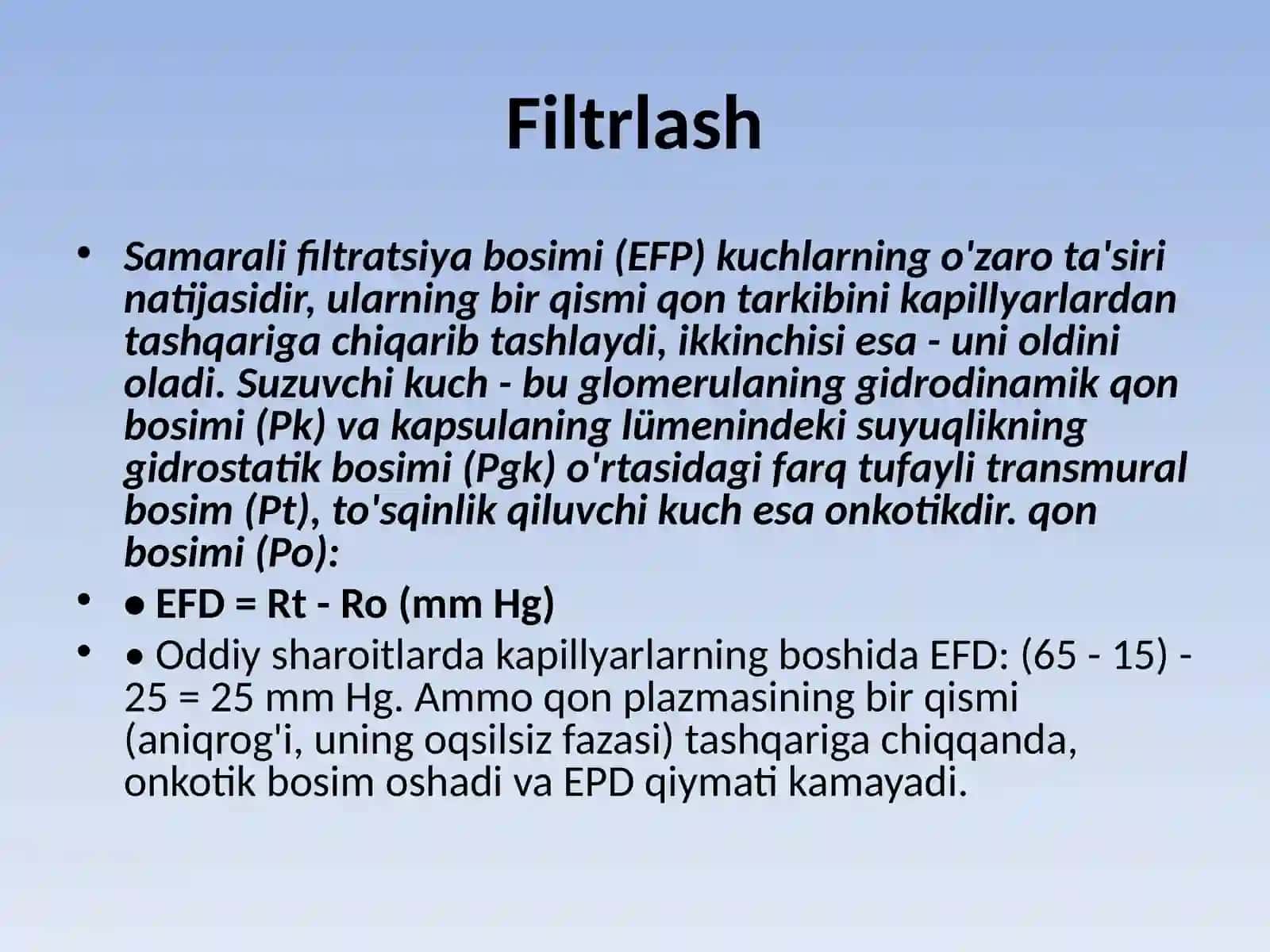 Buyrak ( qon aylanish, reabsorbsiya, birlamchi siydik) 2
