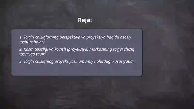 To'g'ri chiziqlarning perspektivasi 2