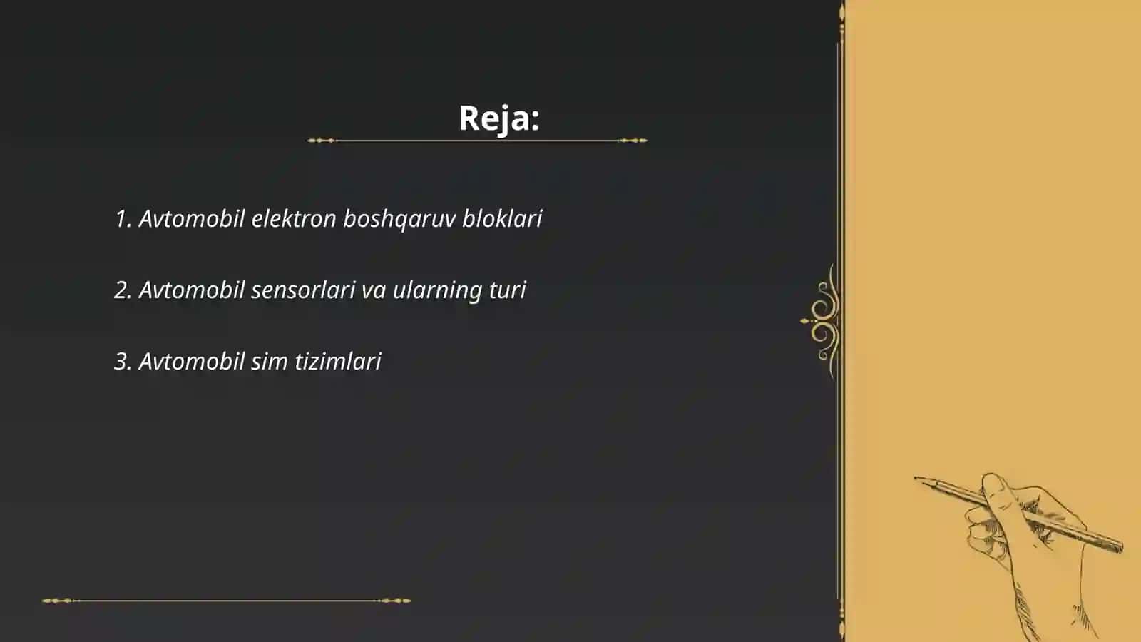 Avtomobillarning elektron ta'minot tizimi 2