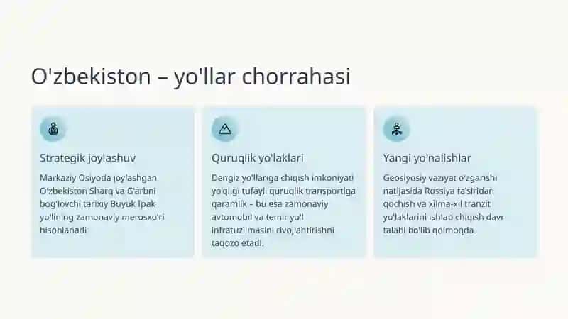 Xalqaro transport yo'laklari va O'zbekistonning tranzit salohiyati 2