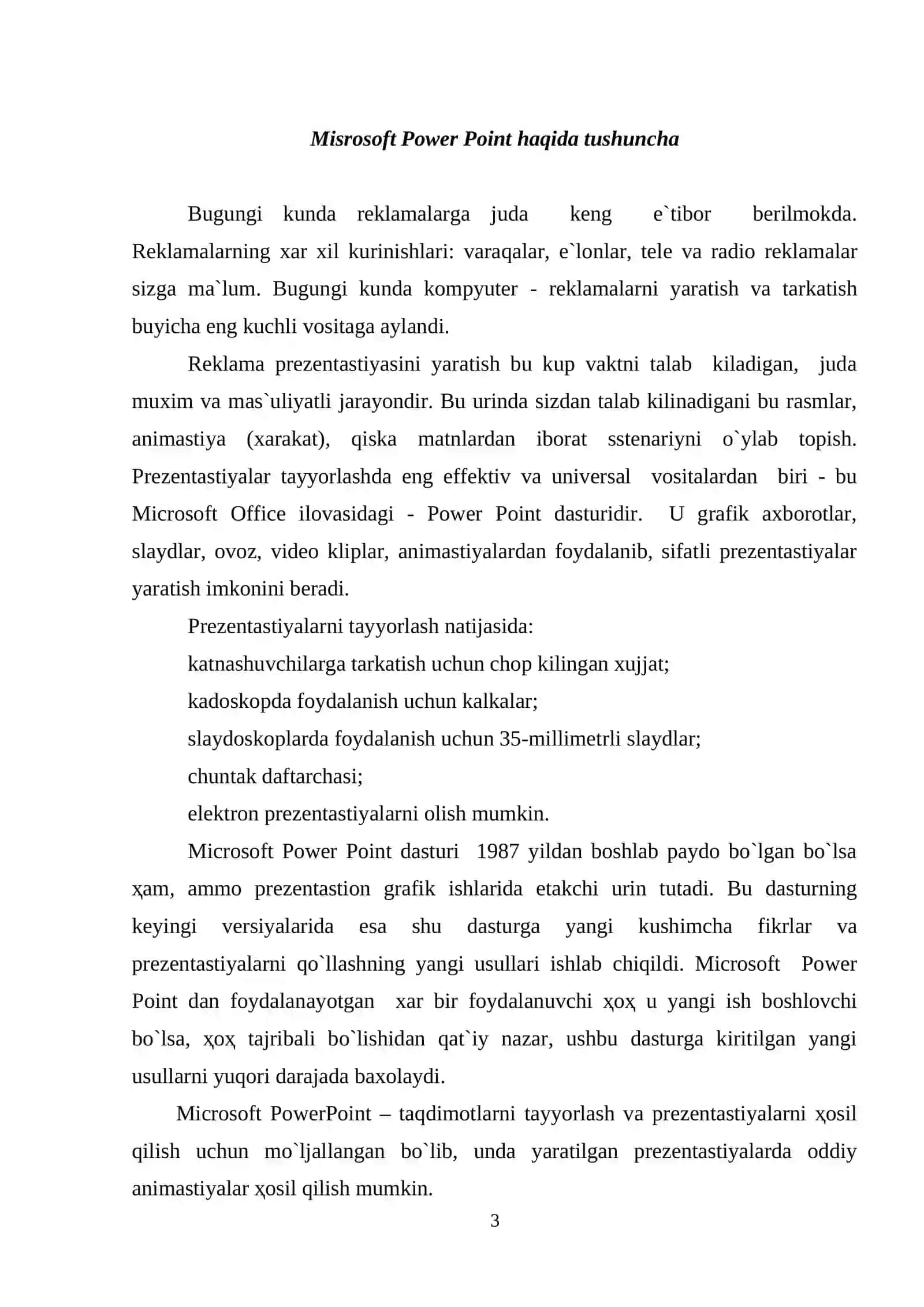 Misrosoft Power Point haqida tushuncha 2