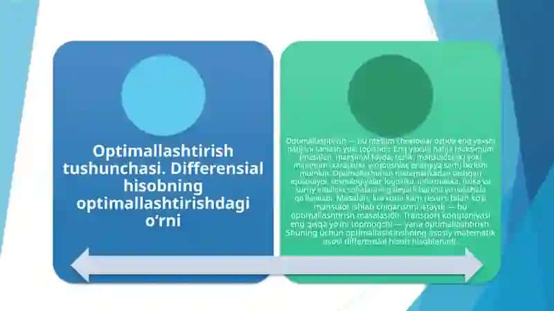 Optimallashtirish masalalarida differensial hisobning roli 2