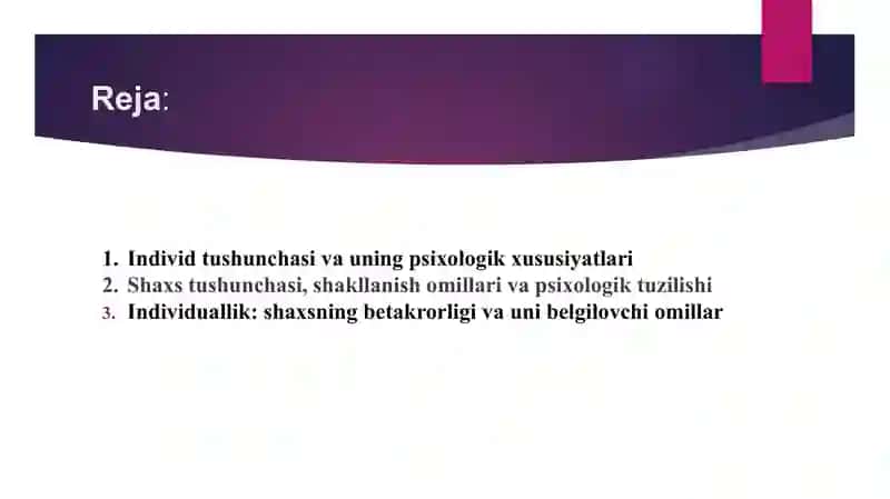 Individ, shaxs, individuallik tushunchalari 2