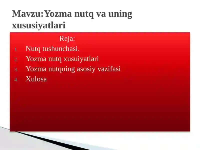Yozma nutq va uning xususiyatlari 2