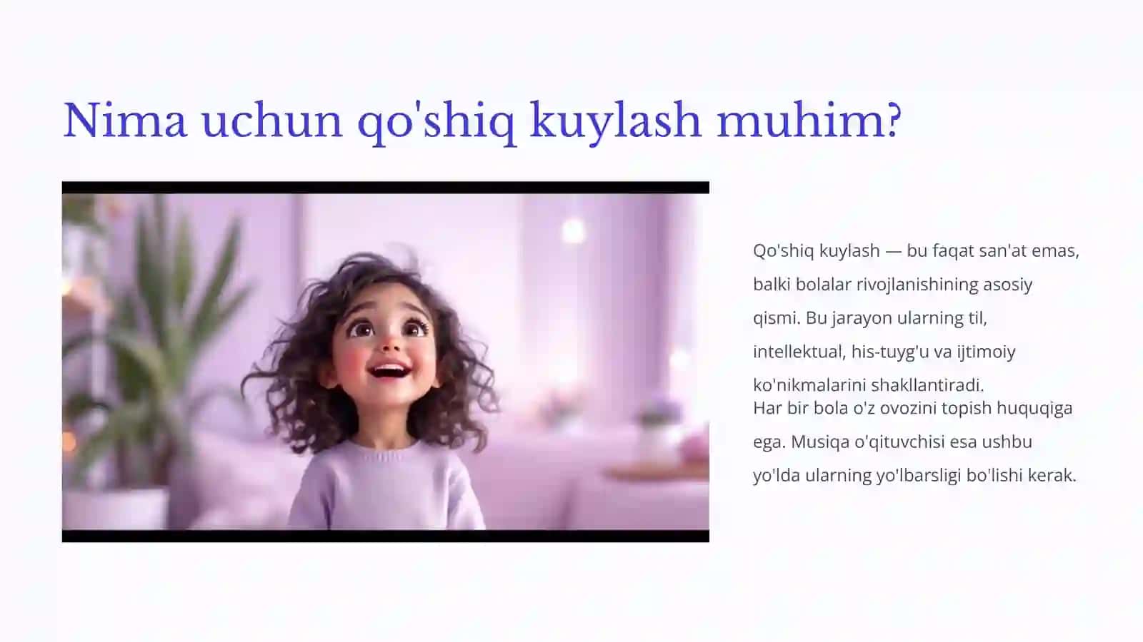 Bolalarni qo'shiq kuylashga o'rgatish 2
