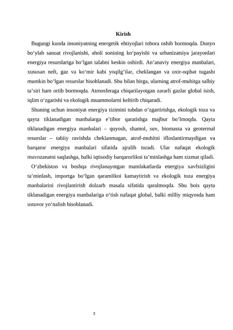 Energiya: qayta tiklanadigan manbalarga o’tish 2