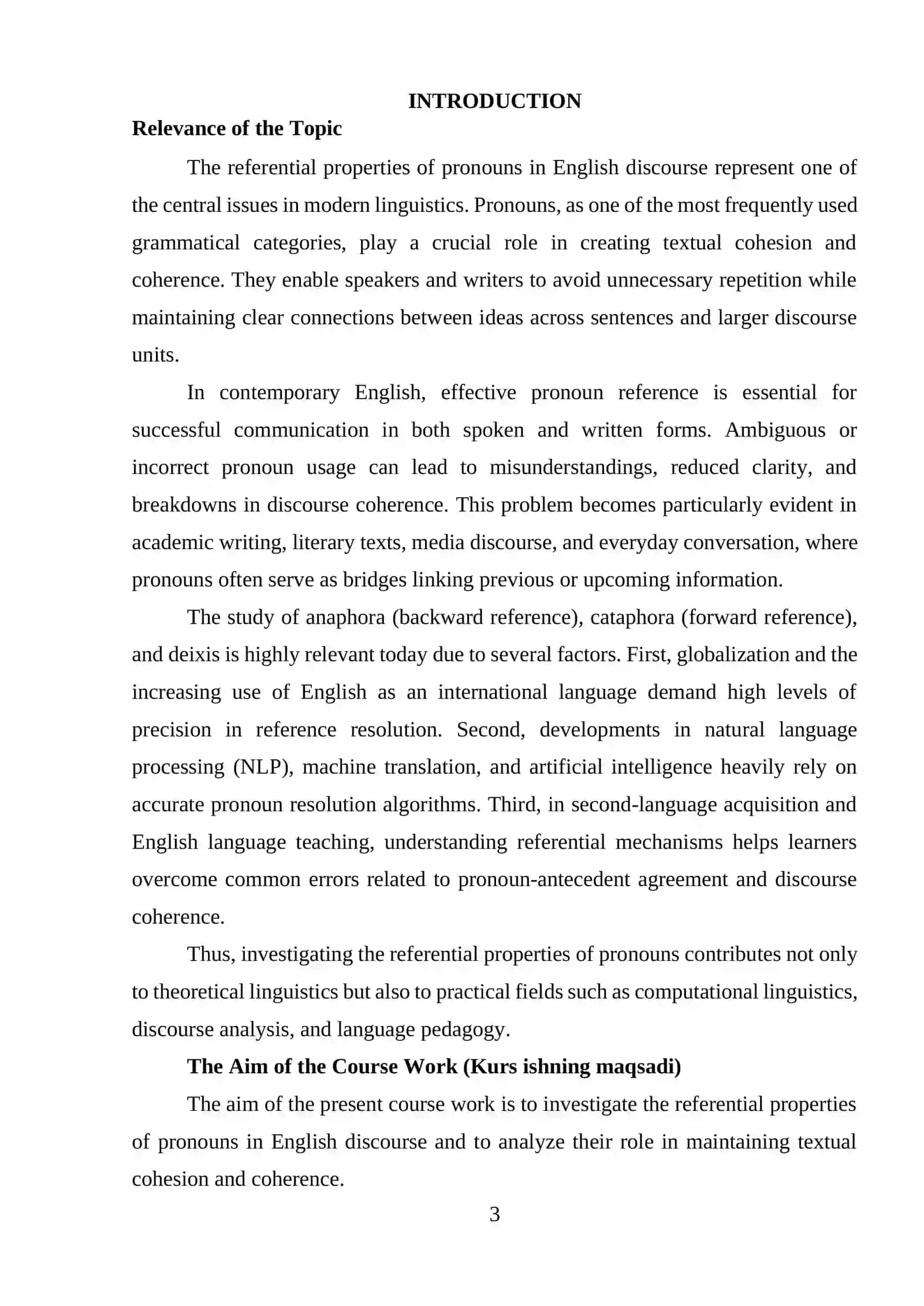 Referential Properties of Pronouns in English Discourse 2