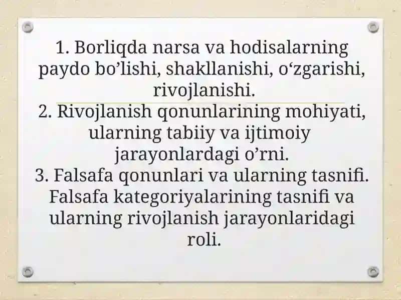 Rivojlanish Falsafasi 2
