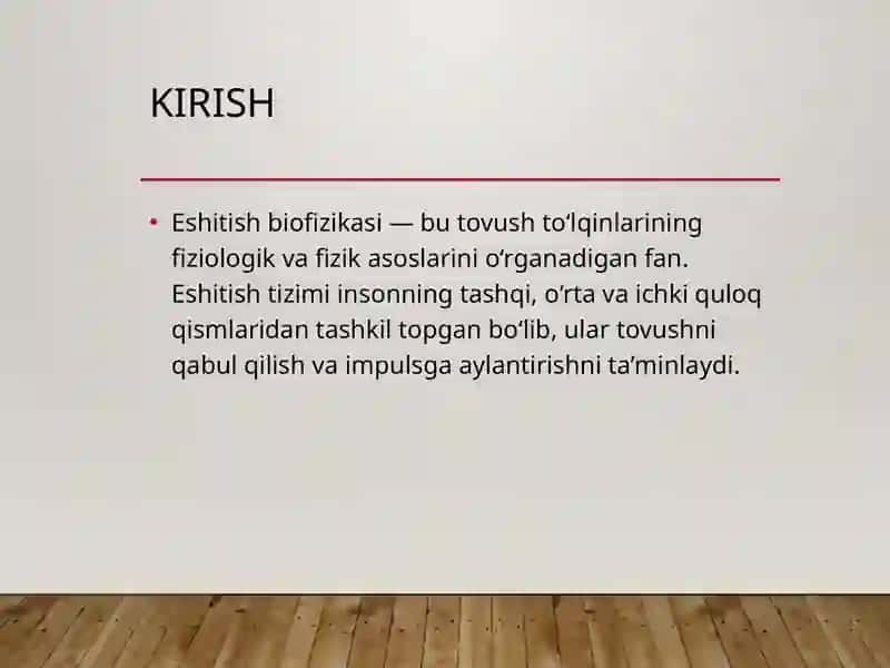 Eshitish biofizikasi elementlari. Ultratovush va uni stomatologiyada qo‘llanishi 2