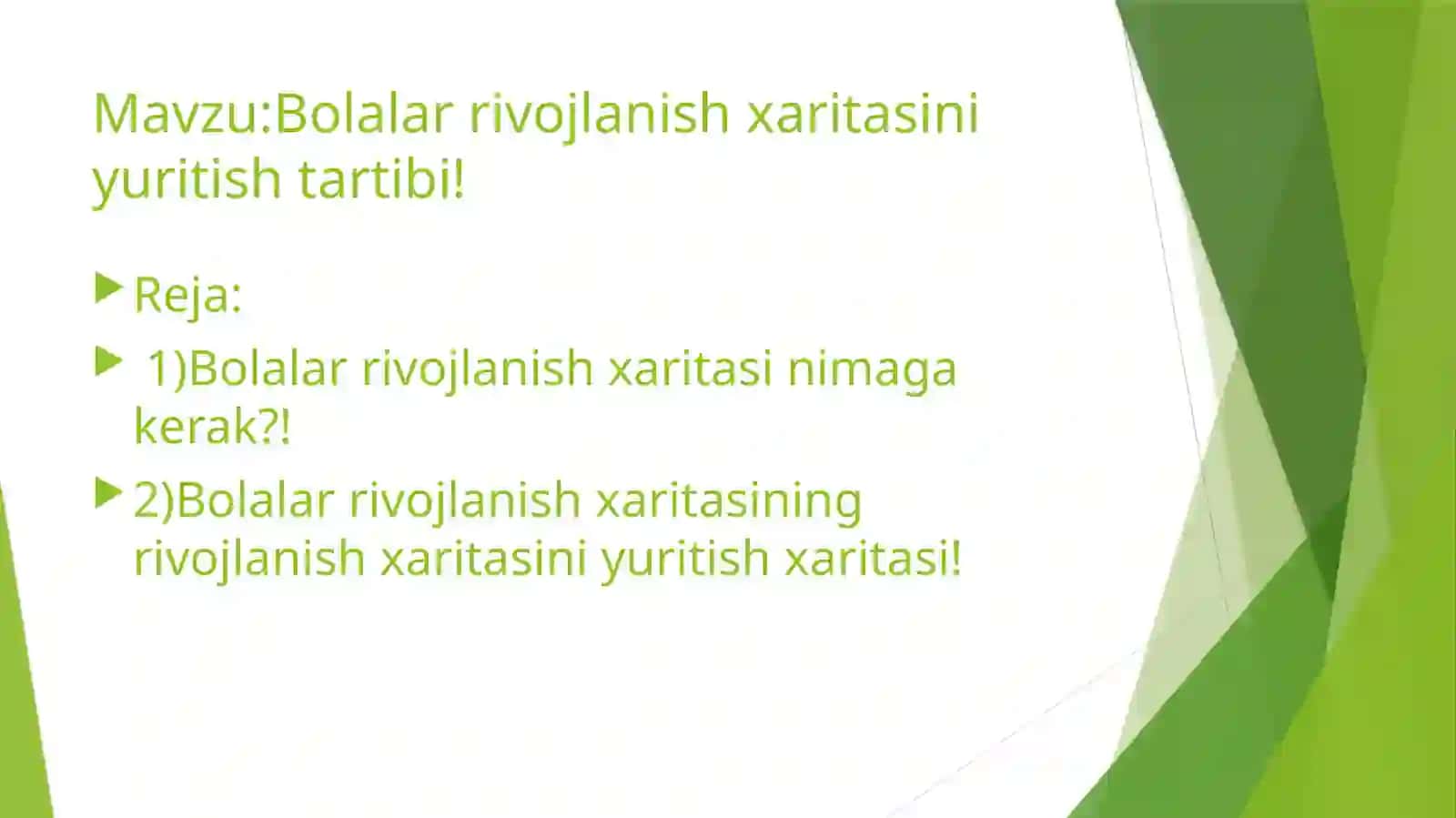 Bolalar rivojlanish xaritasi 2