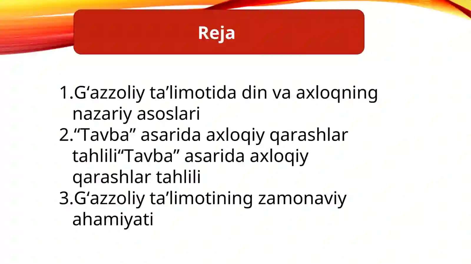 G`azoliyning tavba asari asosida din va axloq 2