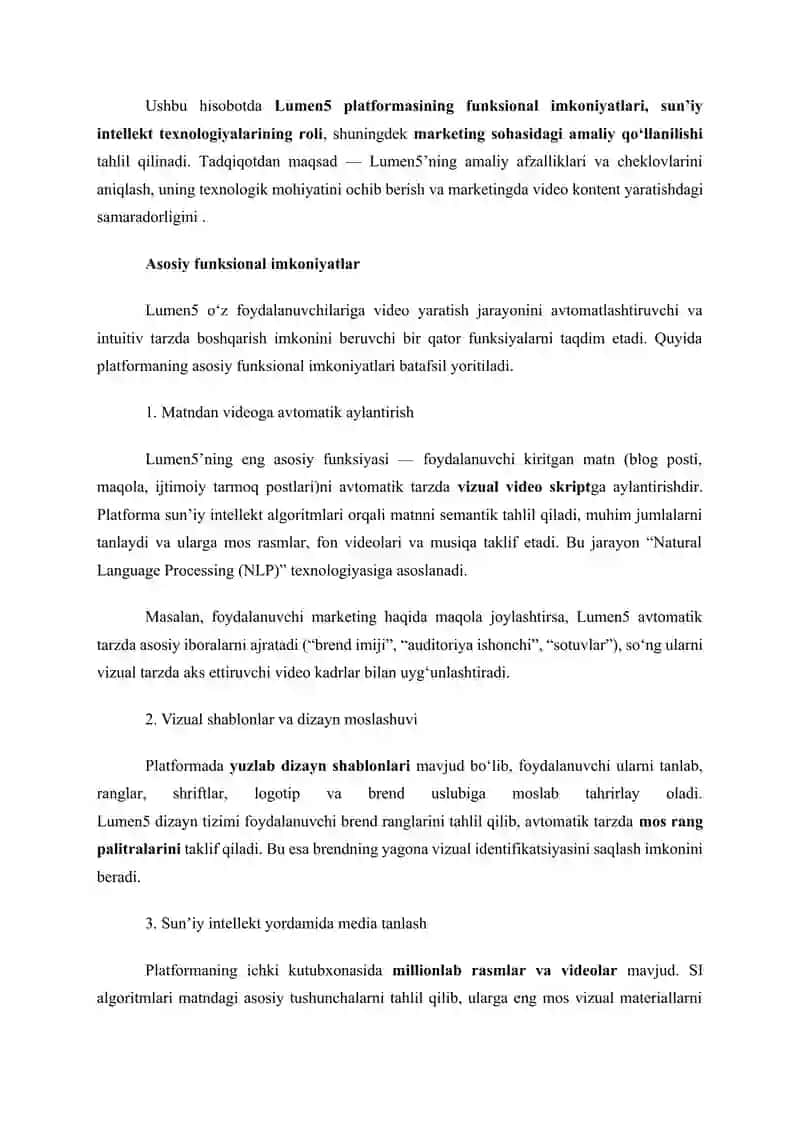 Mavzu: Lumen5 PLATFORMASI 2