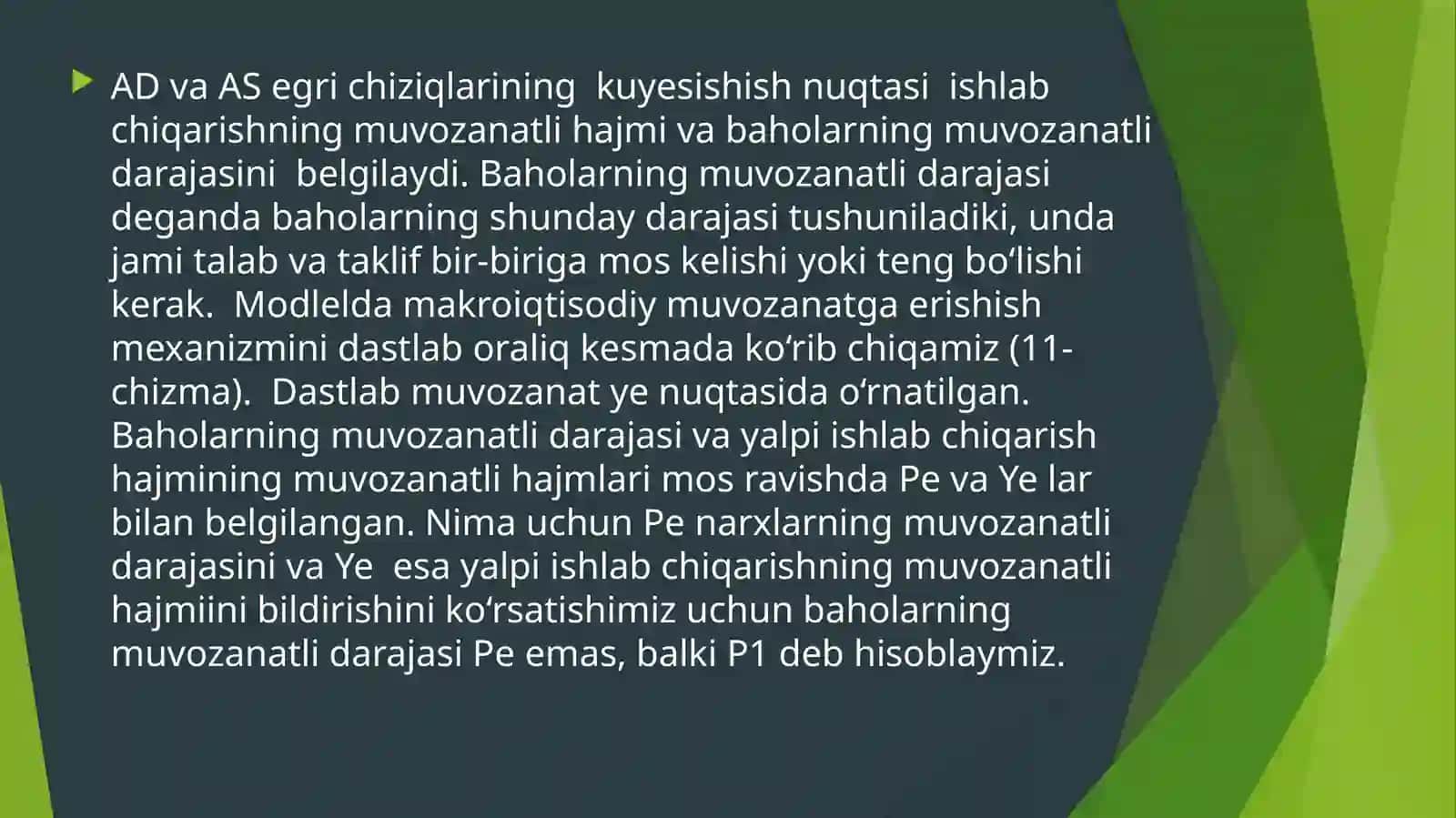 AD-ASmodelida makroiqtisodiy muvozanat 2