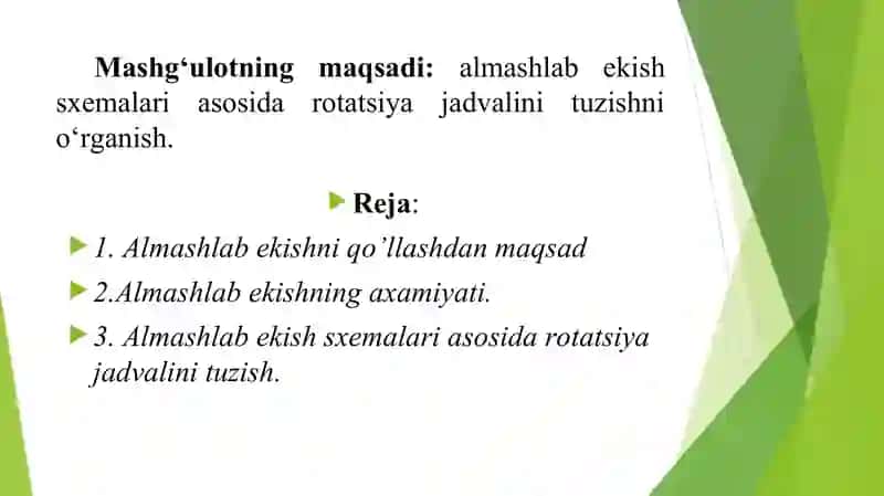 Qisqa rotatsiyali almashlab ekish tizimi 2
