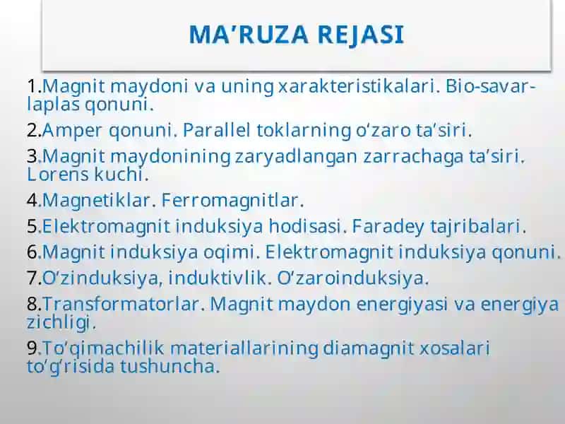 MAGNIT MAYDONI. ELEKTROMAGNIT INDUKSIYA HODISASI 2