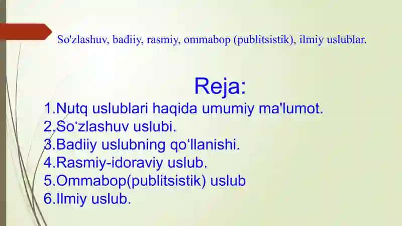 Nutq uslublari haqida umumiy ma'lumot 2