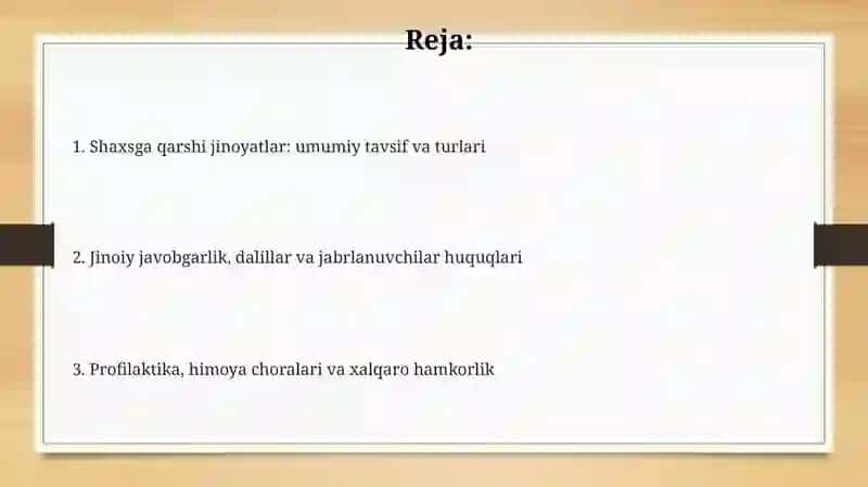 Shaxsga qarshi jinoyatlar 2