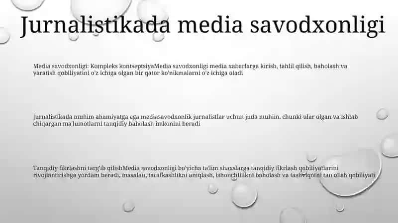 Milliy Jurnalistikada Mediata'Limning OʻRni 2