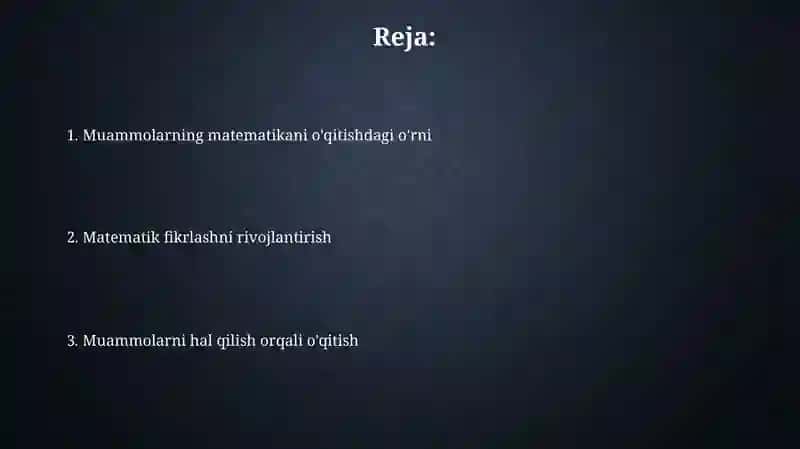 Matematika o'qitishda masalalarning o'rni 2