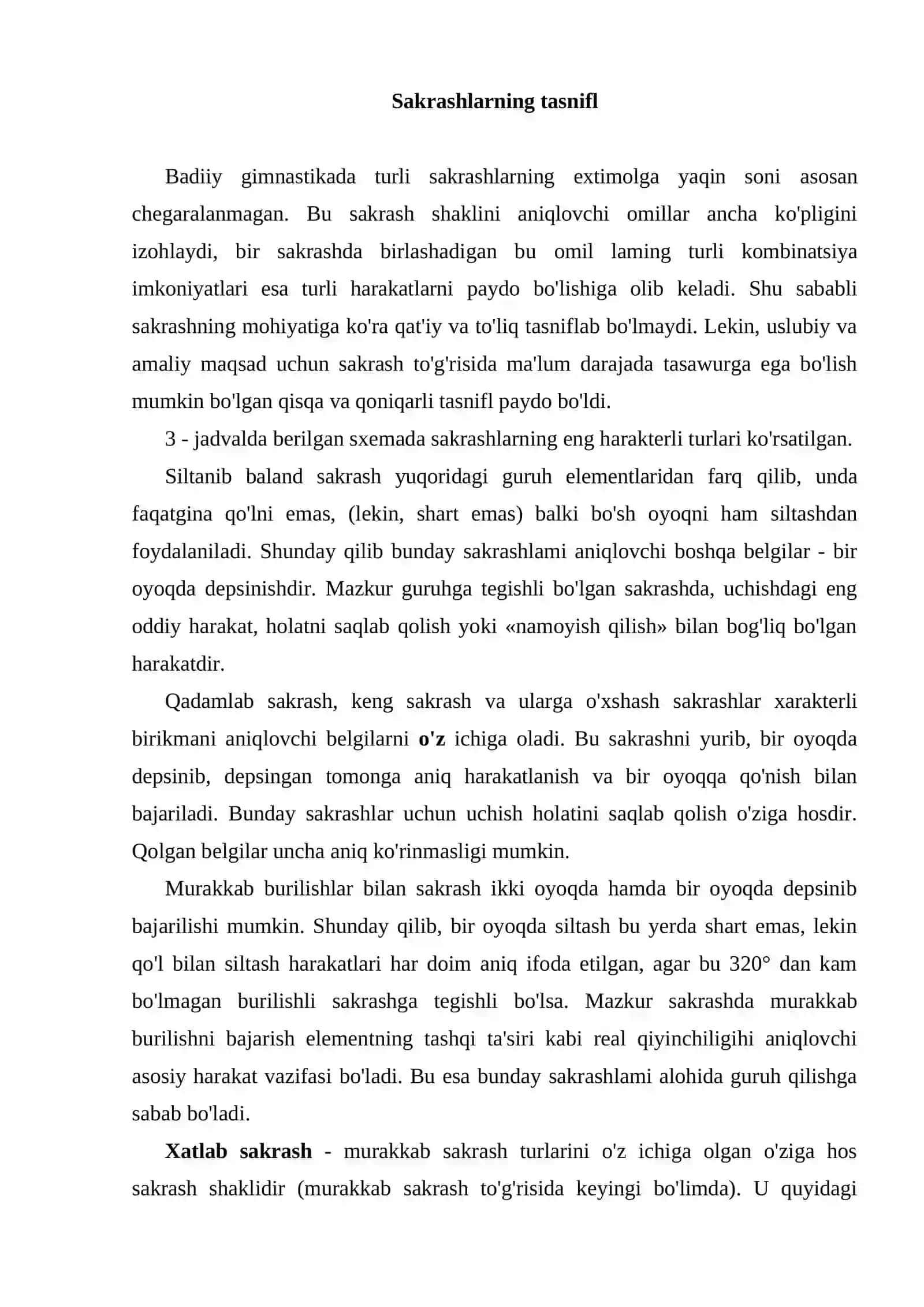 Sakrashlarning tasnifi 2