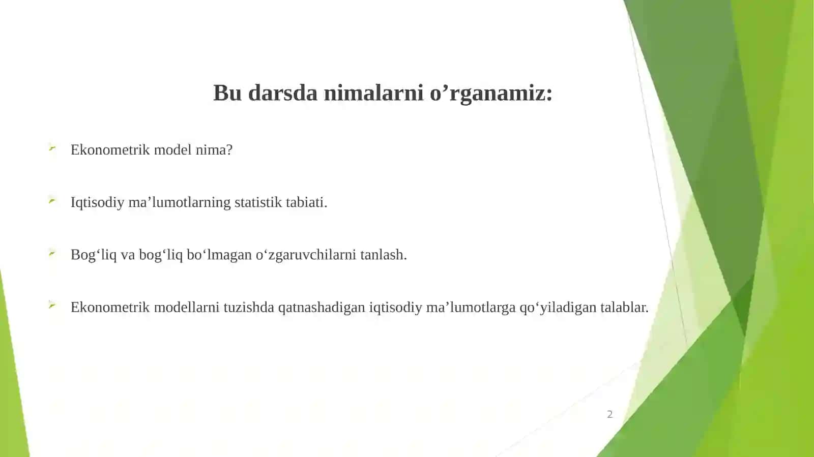 Ekonometrik modellarning axborot ta’minoti 2