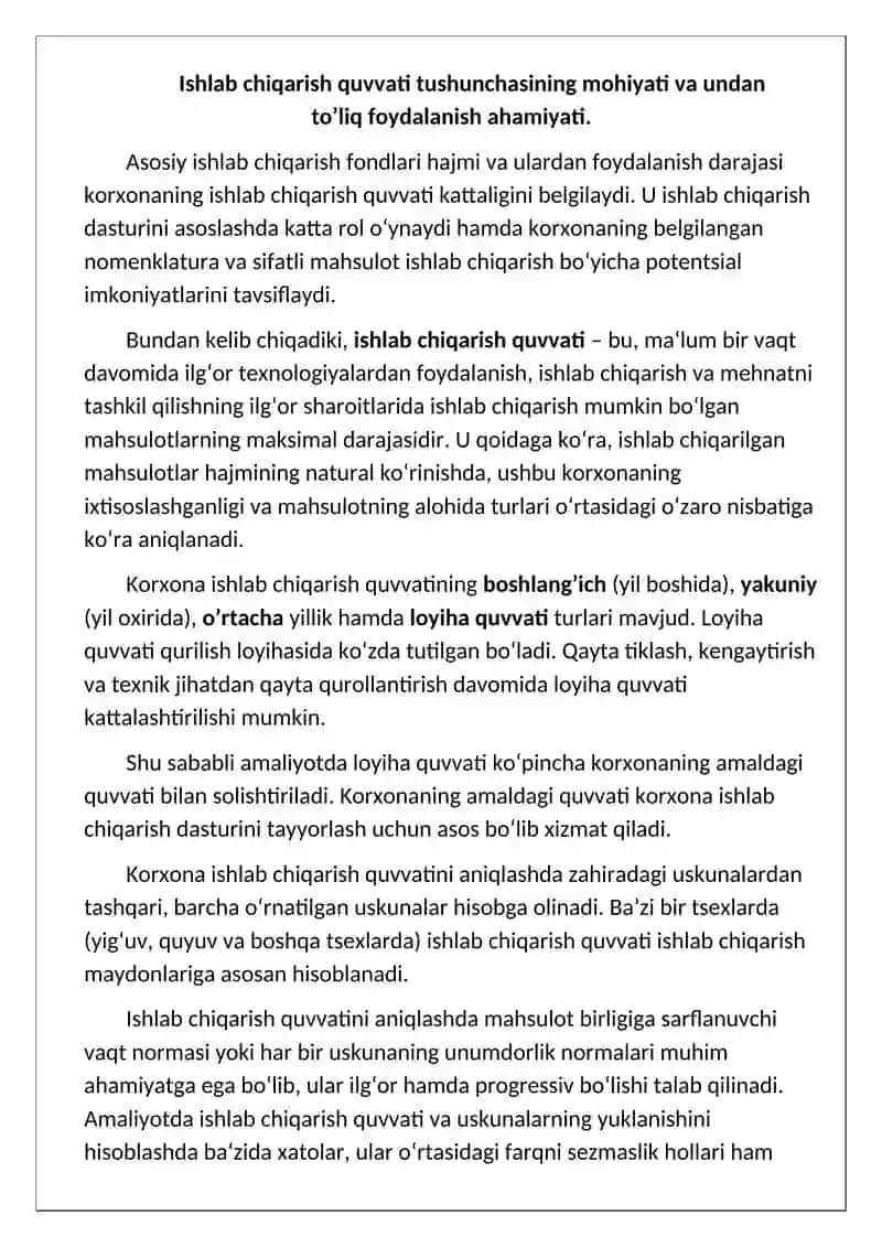 Ishlab chiqarish quvvati(Iqtisodiyot) 2