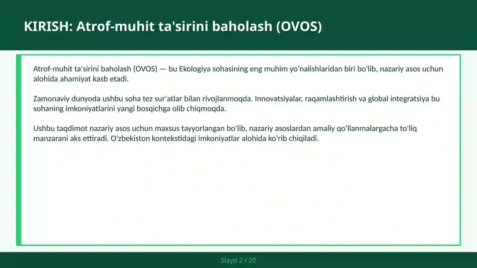 Atrof-muhit ta'sirini baholash (OVOS) 2