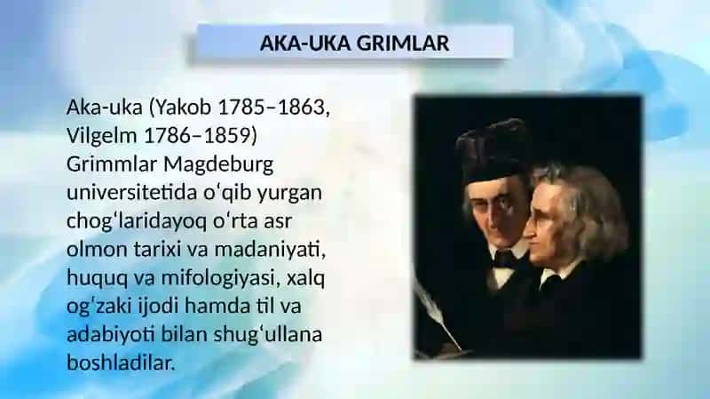 Aka uka grimm hayoti va ijodi "Botir tikuvchi" ertagi 2
