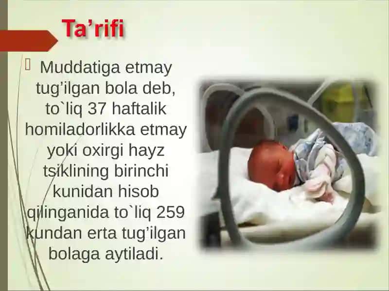 Muddatiga etmay tug’ilgan chaqaloq 2