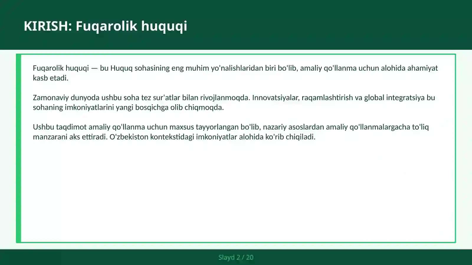Fuqarolik huquqi amaliy qo'llanma 2