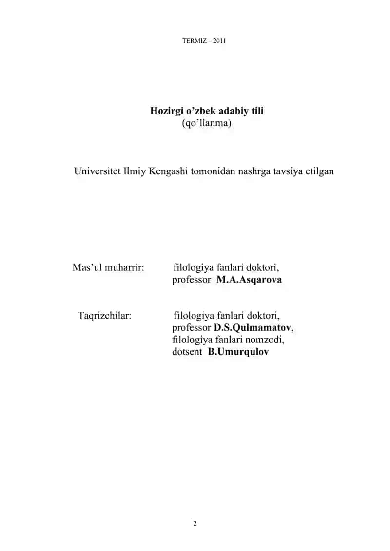 Hоzirgi o’zbеk аdаbiy tili 2