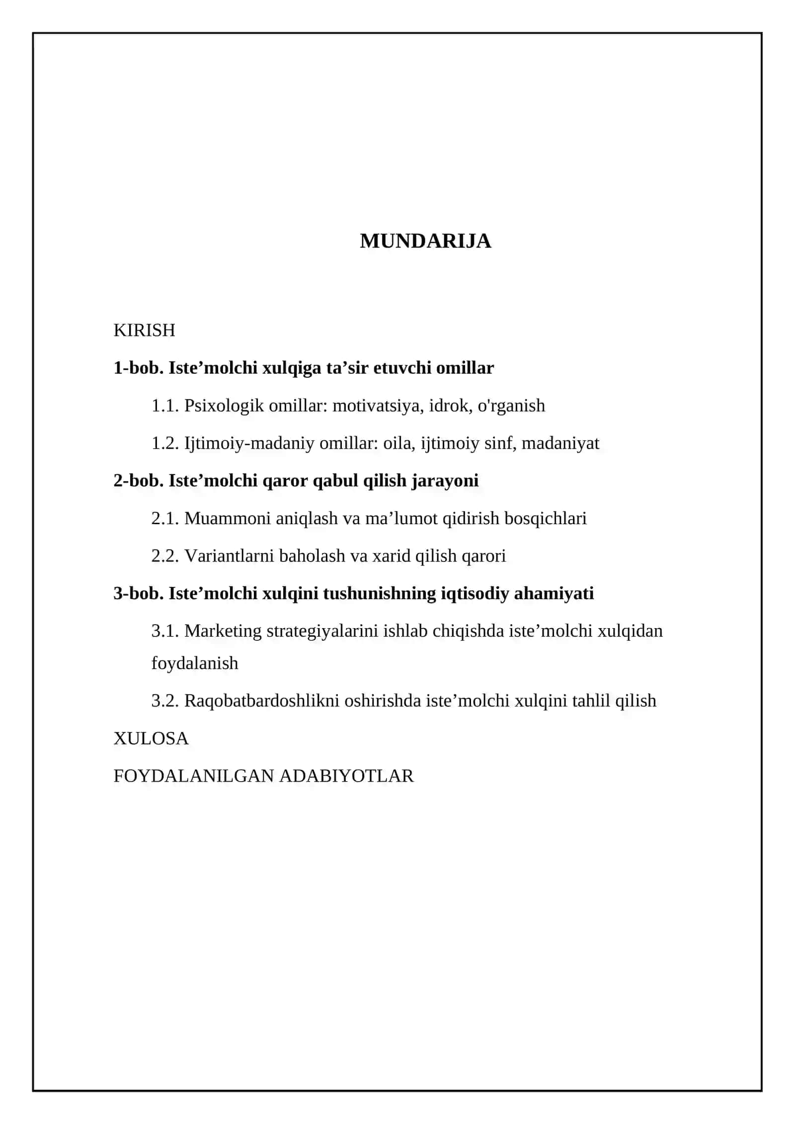 Isteʼmolchi hulqi nazariyasining asosiy holati 2