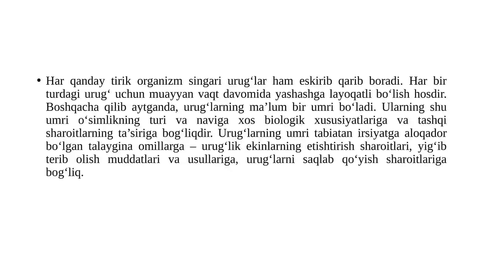 Urug‘larni saqlash, xujjatlashtirish va sotish 2
