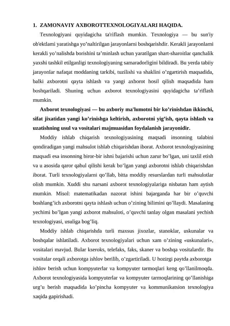 Internet tehnologiyalari shakillanishi va rivojlanishi 2