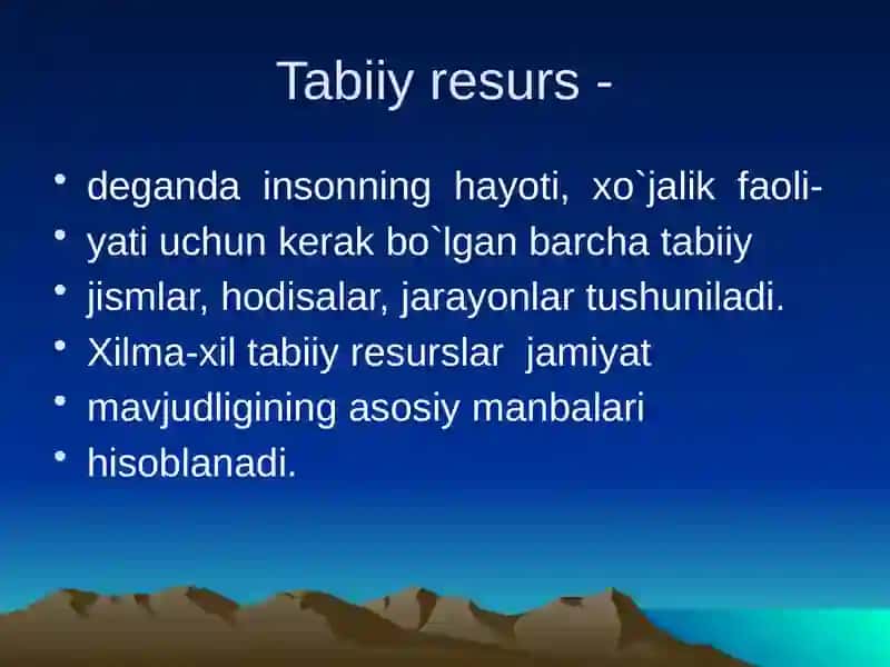 Tabiiyresurslar tasnifi 2