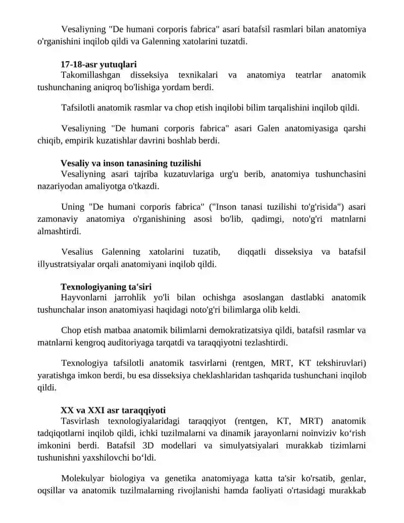 Anatomiyaning rivojlanish tarixi 2