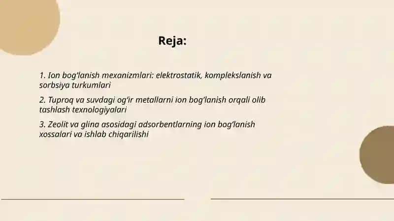 Tuproq va suvning ifloslanishida ion bogʻlanish ulardan tozalash usulini ishlab chiqarish 2