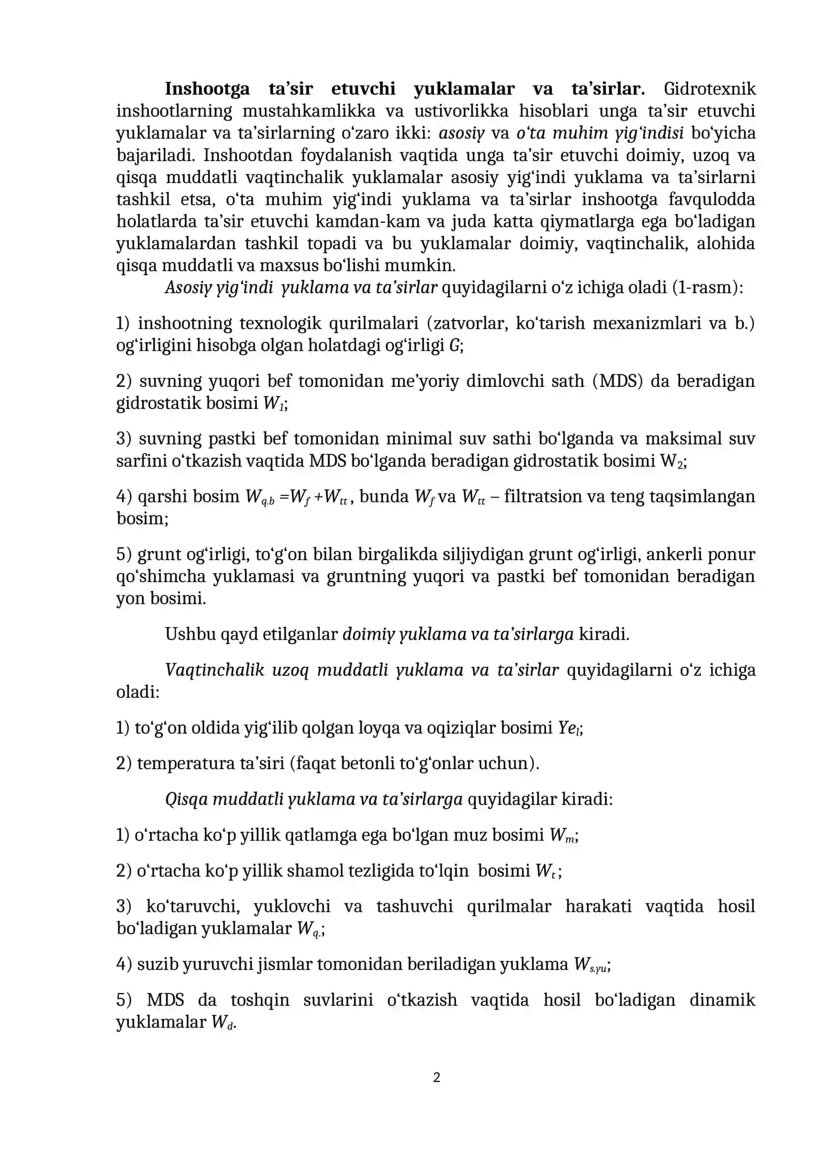 Xisoblash turlari va gidrotexnik inshootlar 2