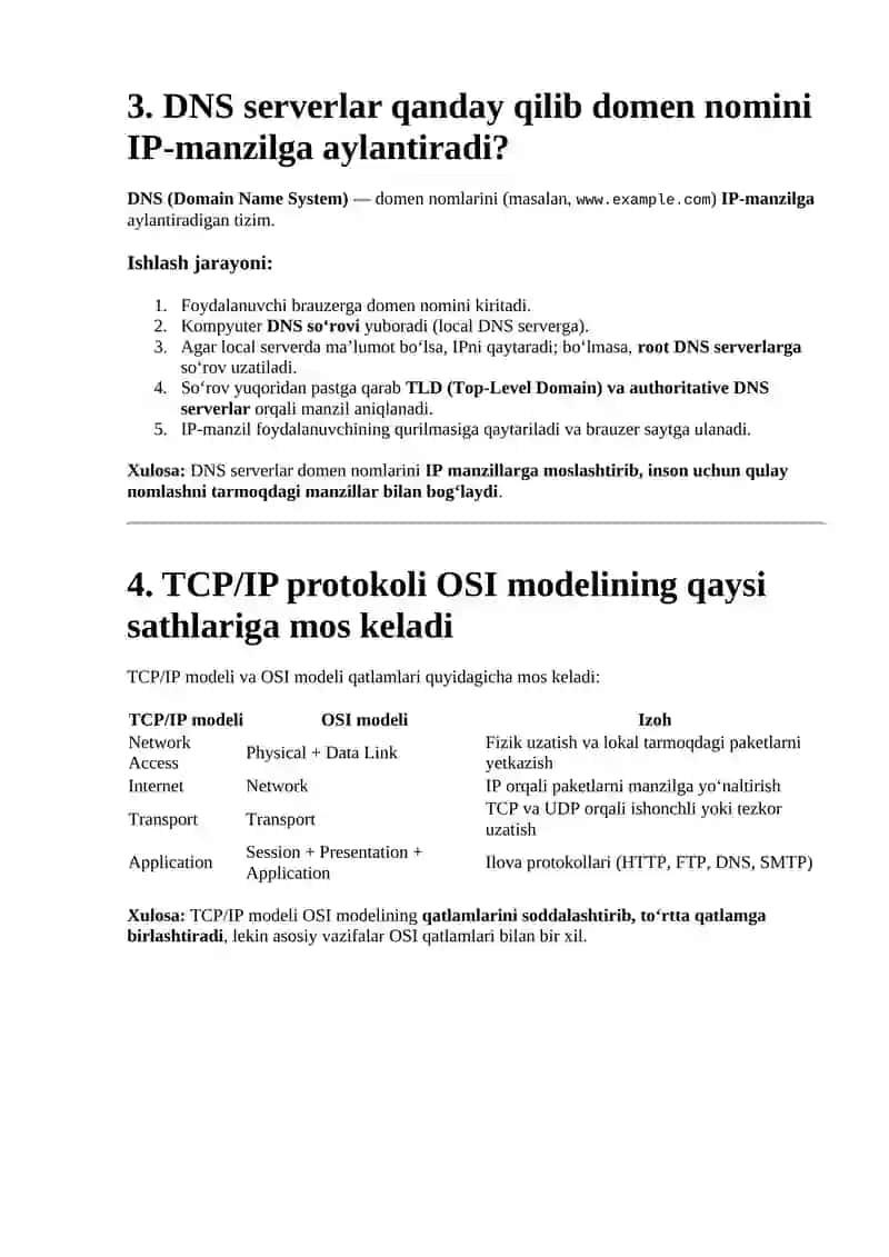 Tarmoqda foydalaniladigan asosiy protokollar 2