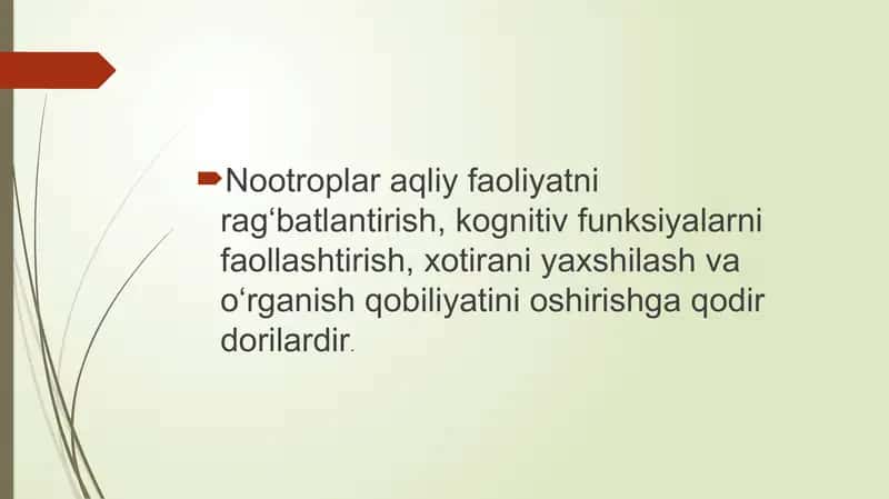 Psixostimulyatorlar. Nootrop vositalar 2