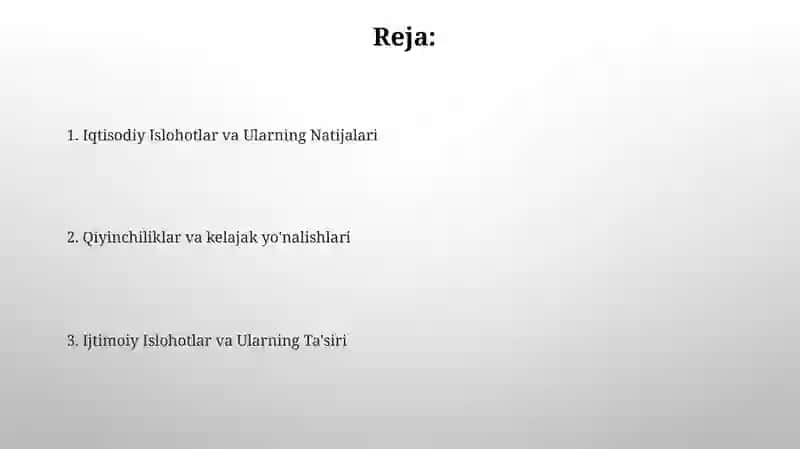 Iqtisodiy Islohotlar va Ularning Natijalari 2